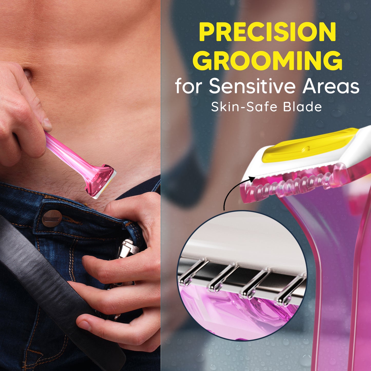 Body & Intimate Trimmer for Men – Use & Throw Razor | Pack of 3 + Free Balls Balm