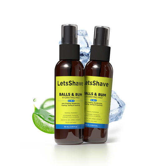 LetsShave Balls & Bum Hydrating Mist (Pack of 2) | 6-in-1 Anti-Chafing & Deodorizing Spray
