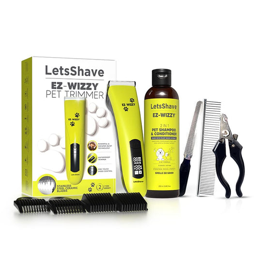 LetsShave EZ-WIZZY Pet Trimmer – Silent waterproof grooming kit for dogs & cats