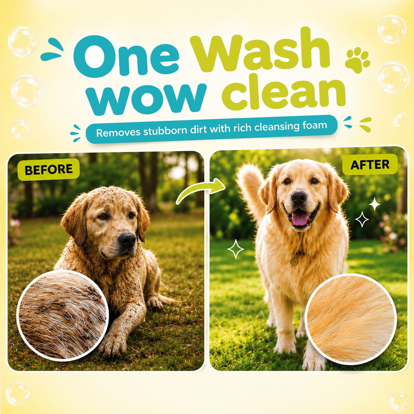 EZ-WIZZY Wash & Wow Pet Shampoo for Dogs | Oatmeal, Coconut Oil, Amla & Shikakai | Anti-Itch, Anti-Dandruff & Deodorizing Formula | 500ml