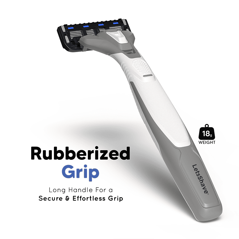 Rubberized long handle, lightweight 18g – LetsShave Pro 6 Portable 6 blade disposable razor for men