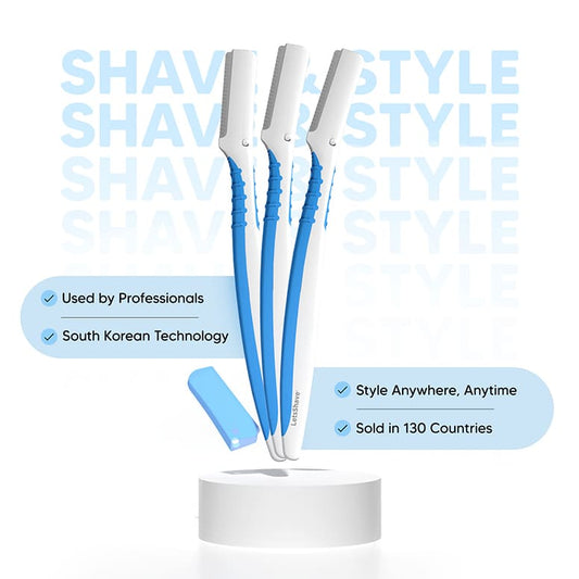 LetsShave Pro Styler trio with safety cap—professional South-Korean micro-guard beard styler for men, travel-ready.