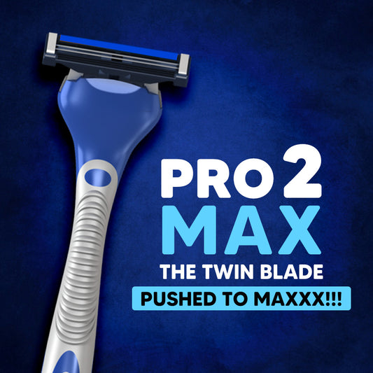 Pro 2 Max Twin Blade Razor Refill Cartridges | Pack of 20 | Diamond-Hard Coated Curved Blades with Aloe Lubrication Strip