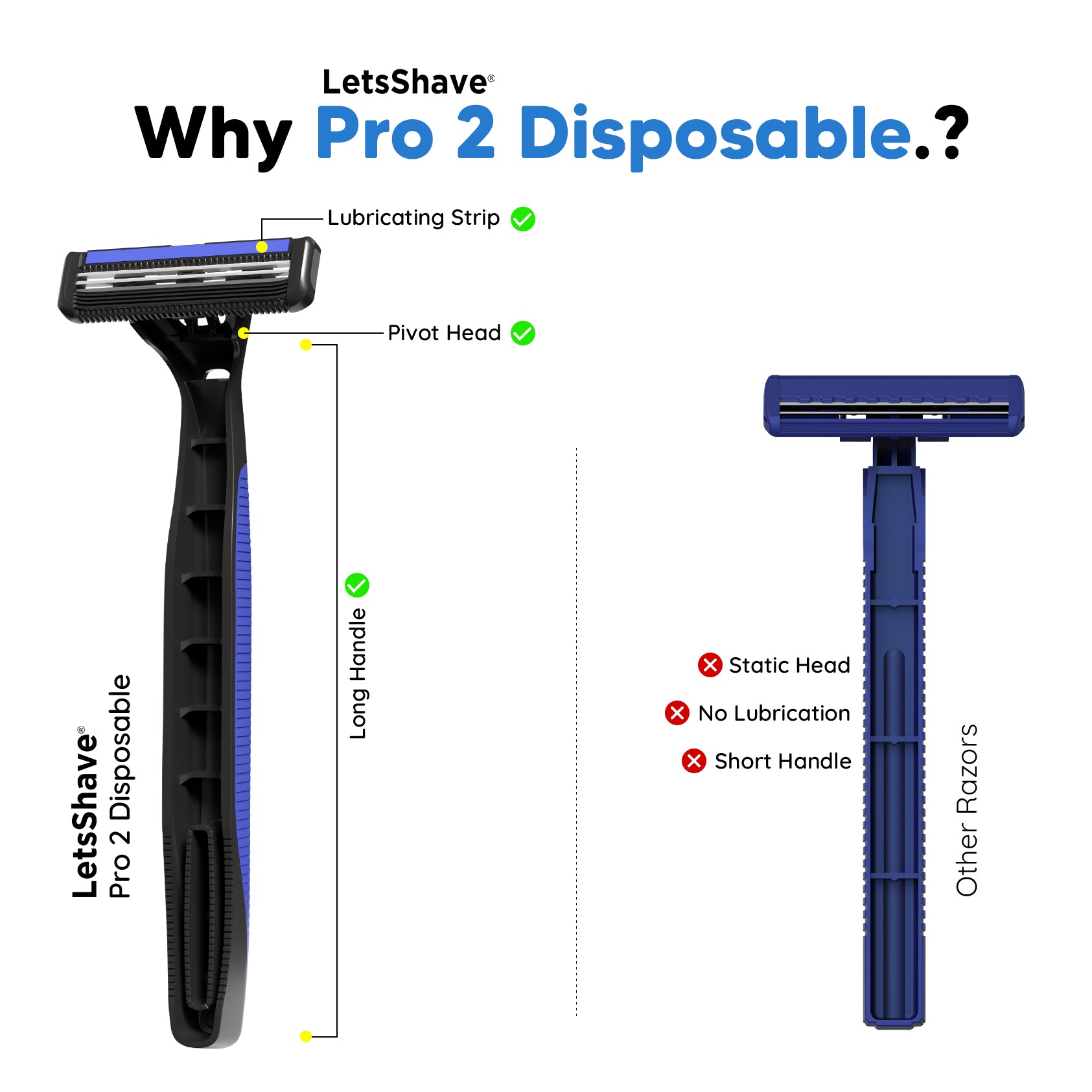 Pro 2+ Disposable Razors Pack of 15 + Free Pro 6 Portable Razor