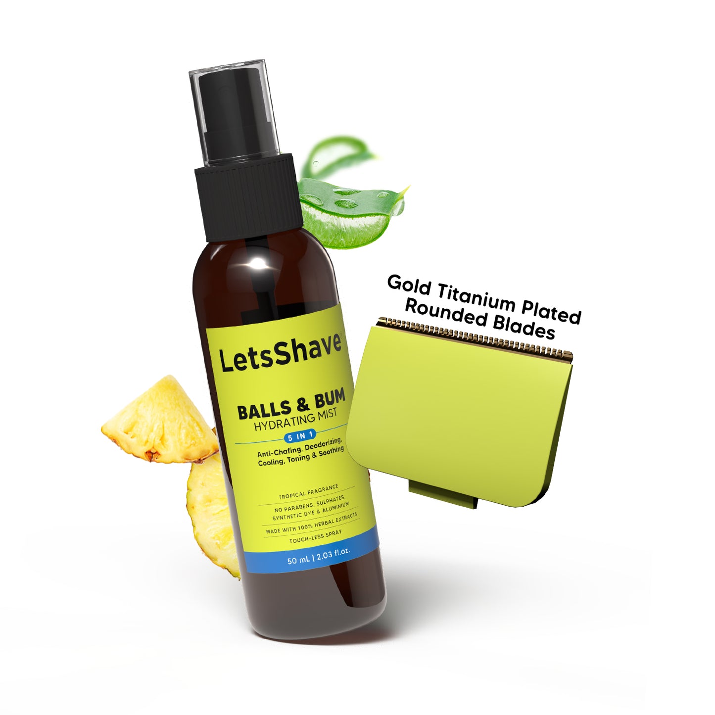 Balls Trimmer Pro | v Shape head | Replacement Blade + Balls Mist Combo