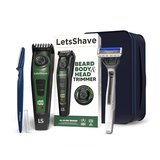 Complete Travel & Grooming Kit for Men | Trimmer + Razor + Styler | Including Travel Bag