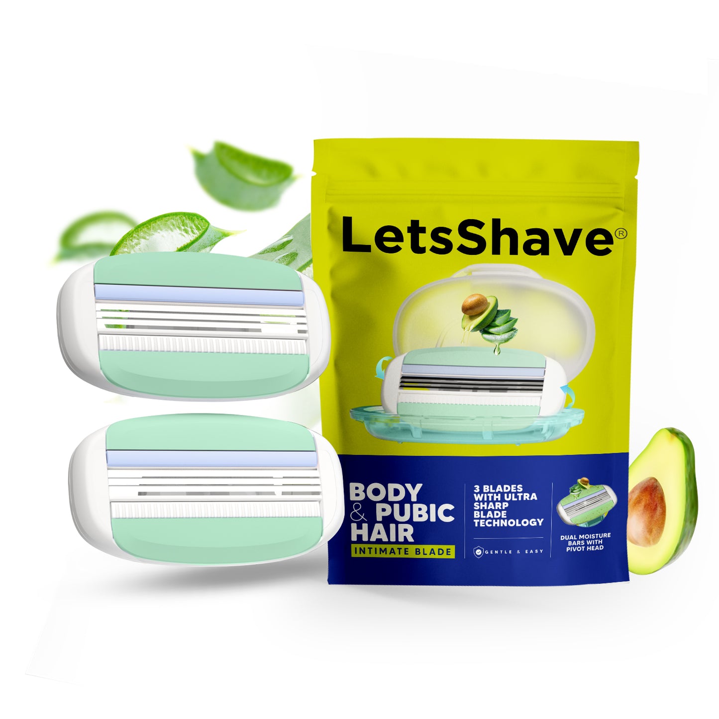 Body & Pubic Hair Razor Blade Refills for Women | Pack of 2 | 3 Blade Replacement Cartridges