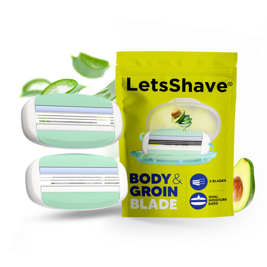 Body & Groin Razor Blade Refills | Pack of 2 | 3 Blade Cartridges with Dual Moisture Bars