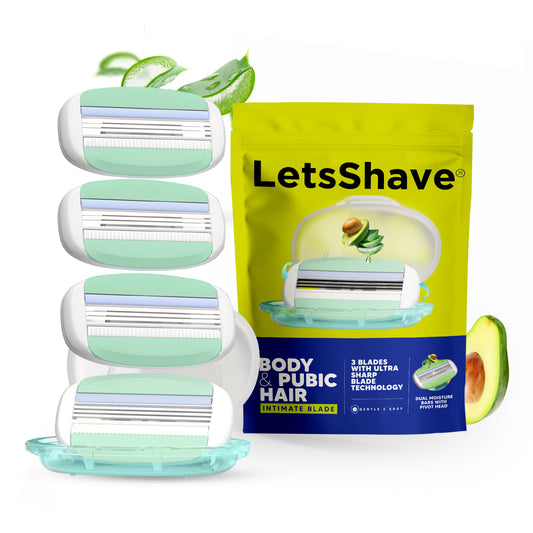 Body & Pubic Hair Razor Blade Refills for Women | Pack of 4 | 3 Blade Replacement Cartridges