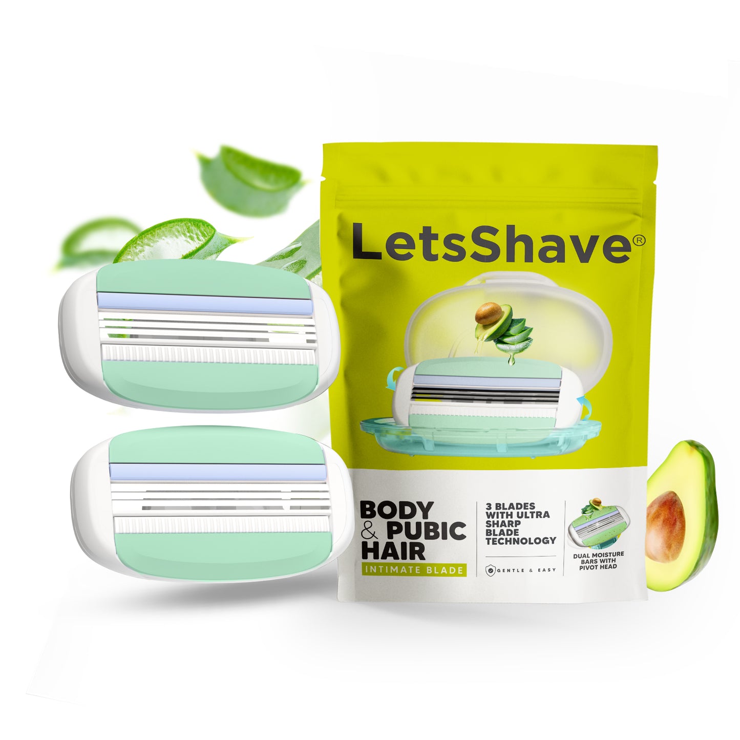 Body & Pubic Hair Razor Blade Refills for Women | Pack of 2 | 3 Blade Replacement Cartridges