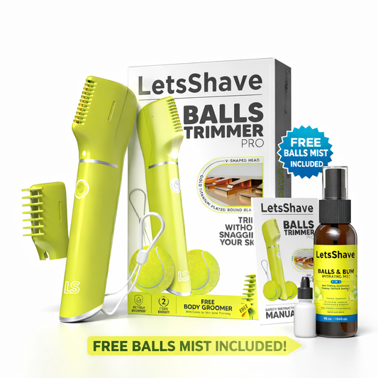 Balls Trimmer Pro for Men – Groin & Body Groomer with V-Shaped Head | Get Free Balls & Bum Hydrating Mist