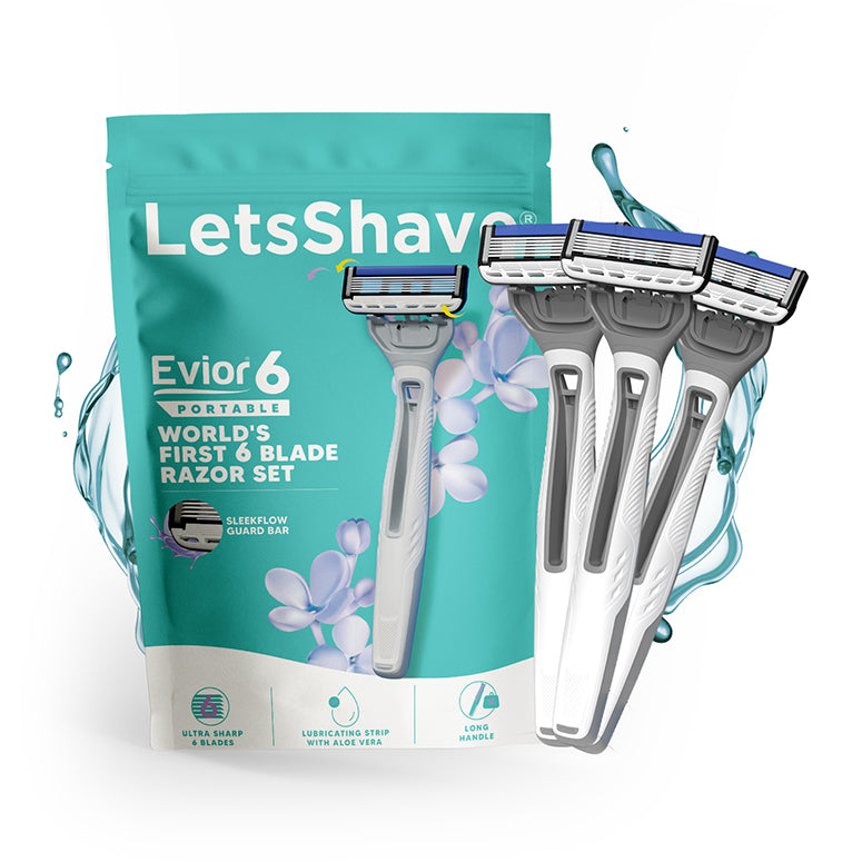 Evior 6 Portable Razor | Pack of 3 | World’s 1st 6 Blade Razor for Women