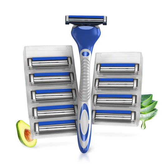 LetsShave Pro 2 Max Twin Blade Razor for Men with Pack of 10 Cartridges