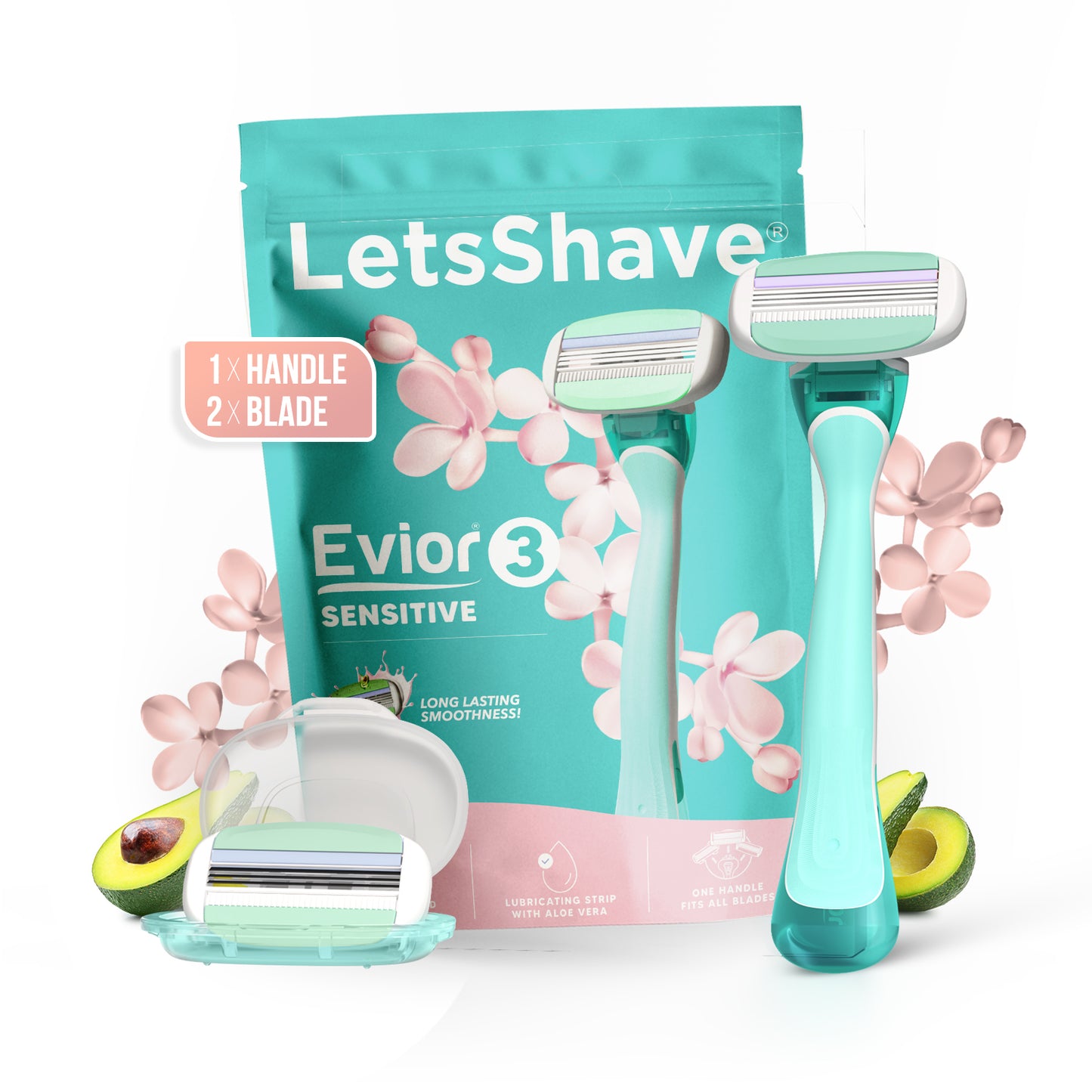 Smooth, Gentle & Worry-Free | Evior 3-Blade Sensitive Razor with Handle + 2 Blades for Comfortable Shaving