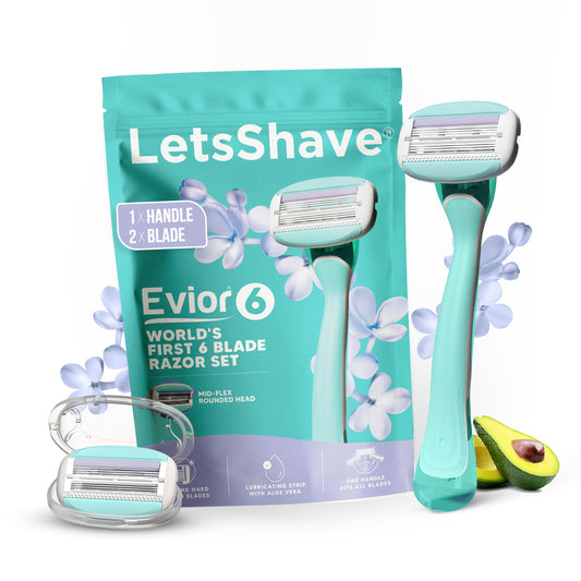 Effortless Smooth Skin, Every Time | Evior 6-Blade Razor Starter Set with Handle + 2 Blades