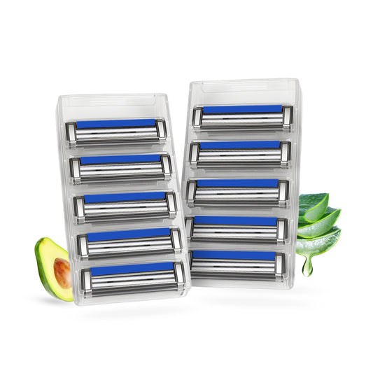 Pro 2 Max Twin Blade Razor Refill Cartridges | Pack of 10 | Diamond-Hard Coated Curved Blades with Aloe Lubrication Strip