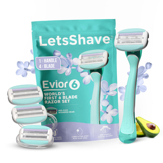 Evior 6 – Women’s Razor Set  | World’s First 6 Blade | 1 Handle + 4 Blades