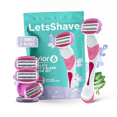 Evior 6 – Women’s Razor Set  | World’s First 6 Blade | 1 Handle + 4 Blades