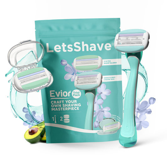 Evior Trial Pack | Women’s Razor Starter Kit with 1 Handle & 2 Blades