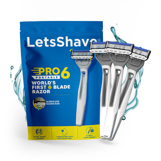 Pro 6 Portable Razor (Pack of 3 ) | World’s 1st 6-Blade Razor for Men