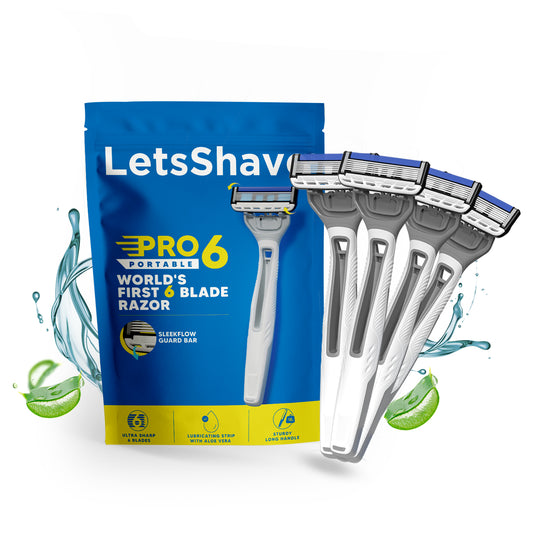 Pro 6 Portable | Pack Of 4 | World's First 6 Blade Disposable Razor
