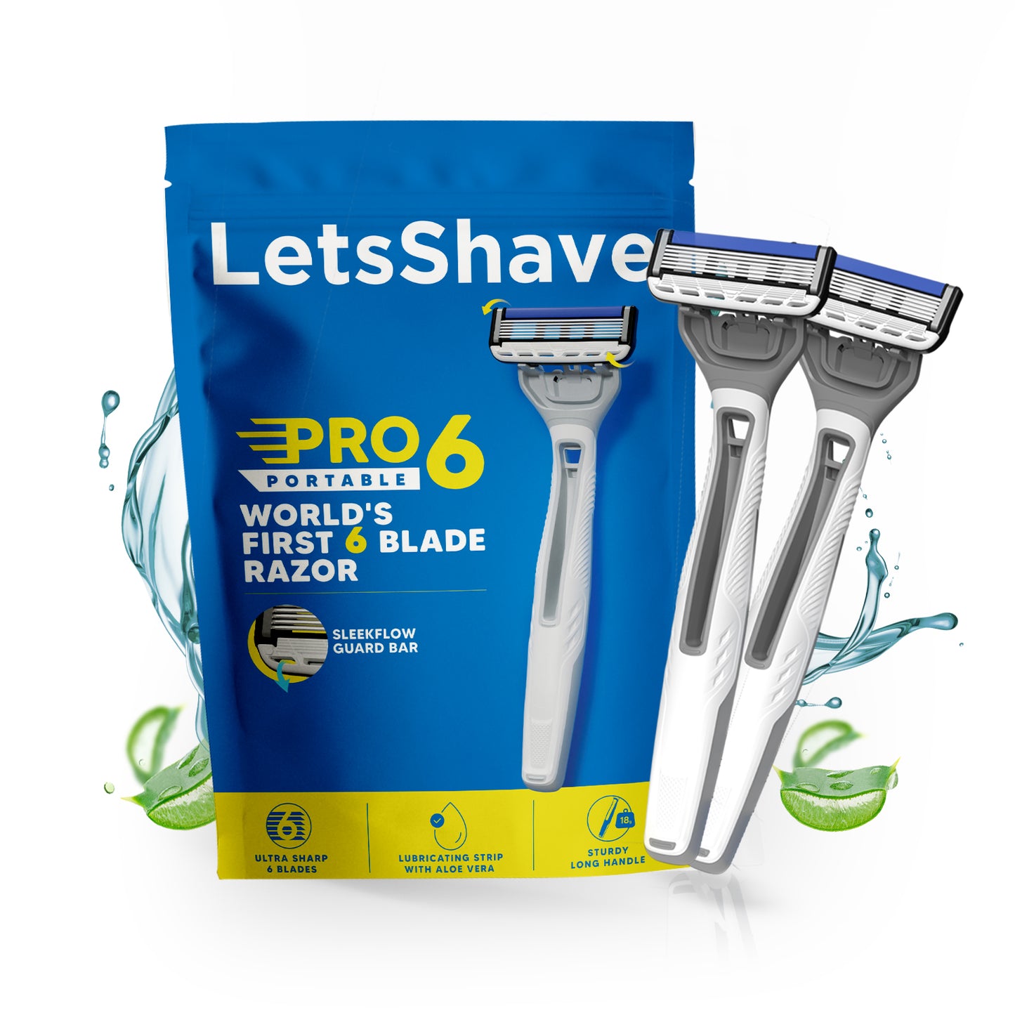 Pro 6 Portable | Pack Of 2 | World's First 6 Blade Disposable Razor