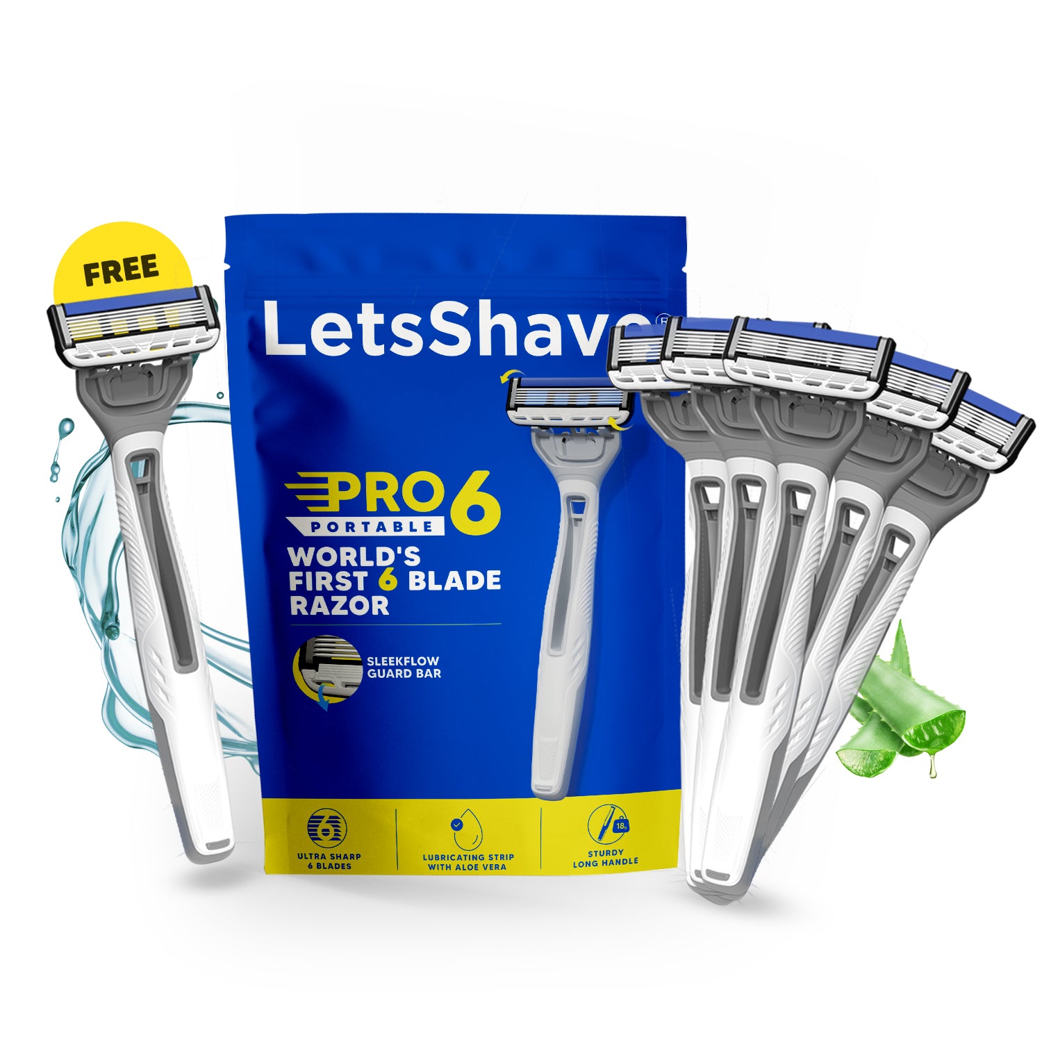Pro 6 Portable | World's First 6 Blade Disposable Razor