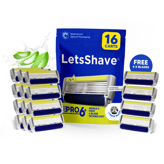 Pro 6 Plus | Razor Blade Refills for Men | Buy 12 + Get 4 FREE | 16 Cartridges Total