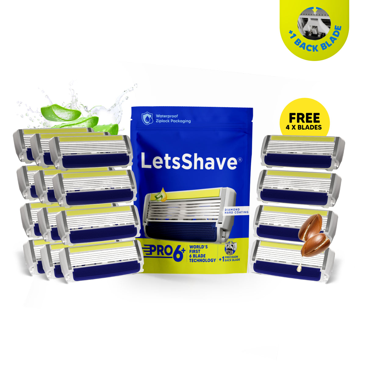 Pro 6 Plus | Razor Blade Refills for Men | Buy 12 + Get 4 FREE | 16 Cartridges Total