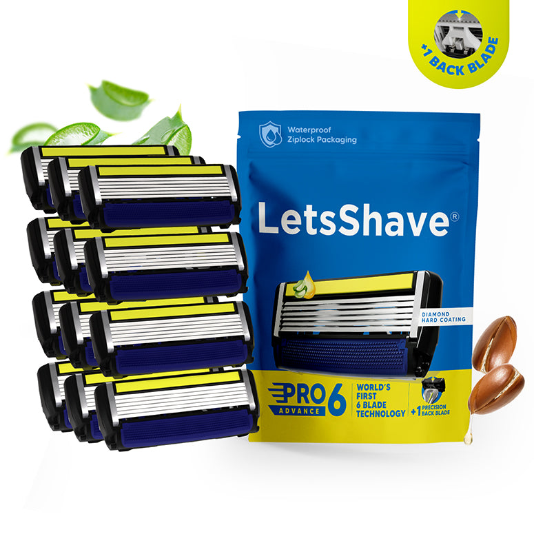 Pro 6 Advance | World's First 6-Blade Cartridges With Back Precision Trimmer | Pack Of 4