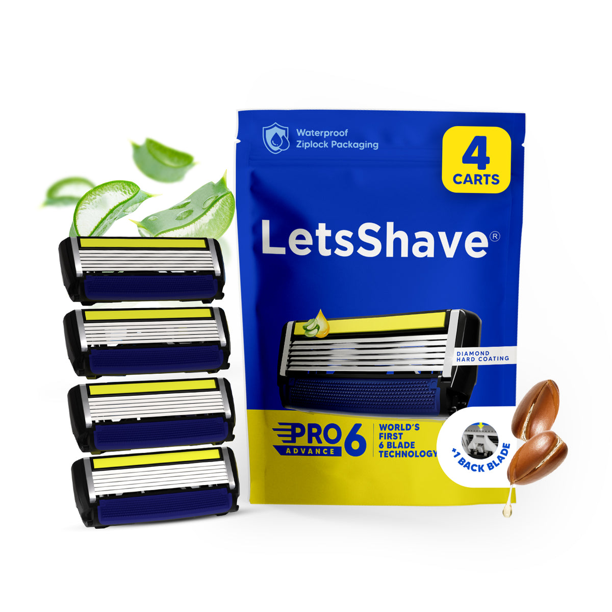 Pro 6 Advance | World's First 6-Blade Cartridges With Back Precision Trimmer | Pack Of 4
