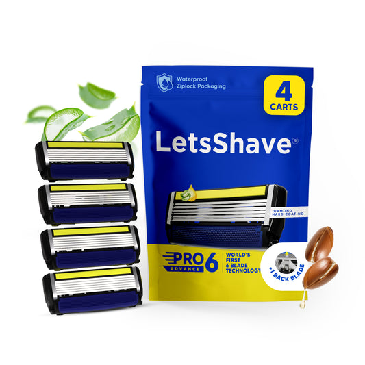 Pro 6 Advance | World's First 6-Blade Cartridges With Back Precision Trimmer | Pack Of 4