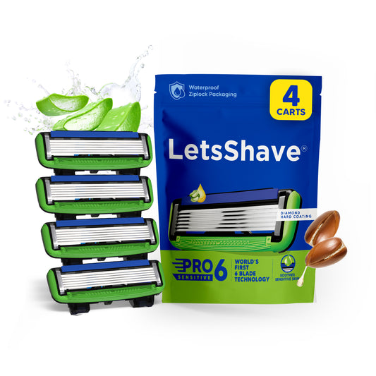Pro 6 Sensitive | With Advance Lubricating Stripe | World's First 6-Blade Cartridges
