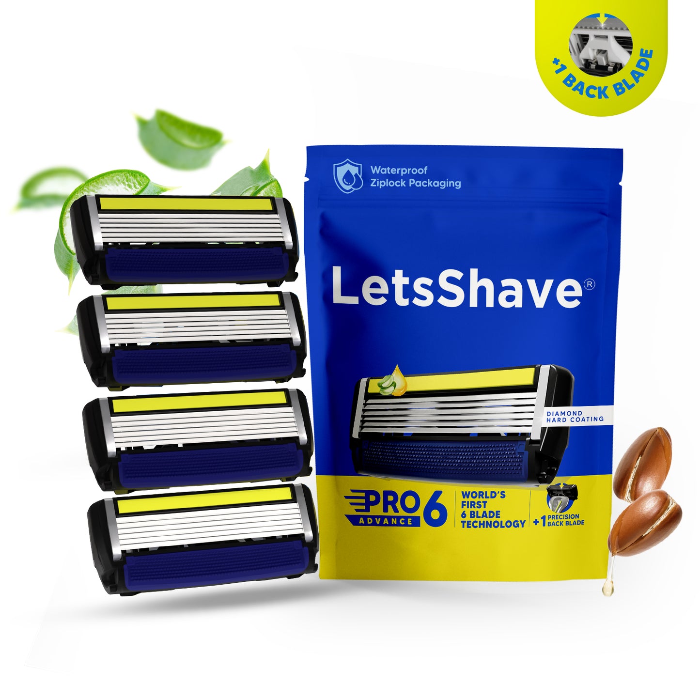 Pro 6 Advance | World's First 6-Blade Cartridges With Back Precision Trimmer | Pack Of 4
