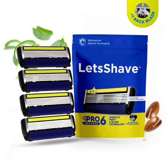 Pro 6 Advance | World's First 6-Blade Cartridges With Back Precision Trimmer | Pack Of 4