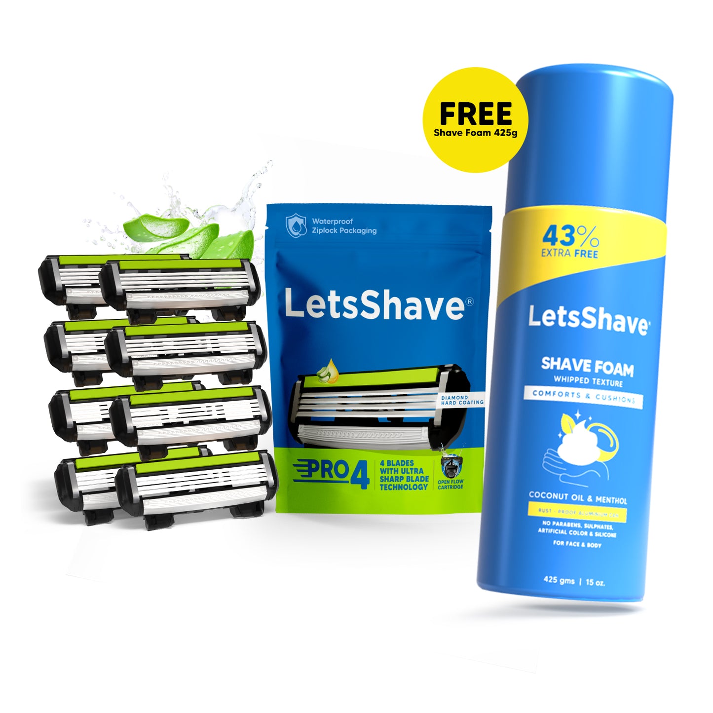 Pro 4 Razor Blades – Pack of 8 + Big Shave Foam | Value Bundle