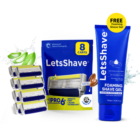 Pro 6 Plus Blade Refills Pack of 8 + FREE Foaming Shave Gel
