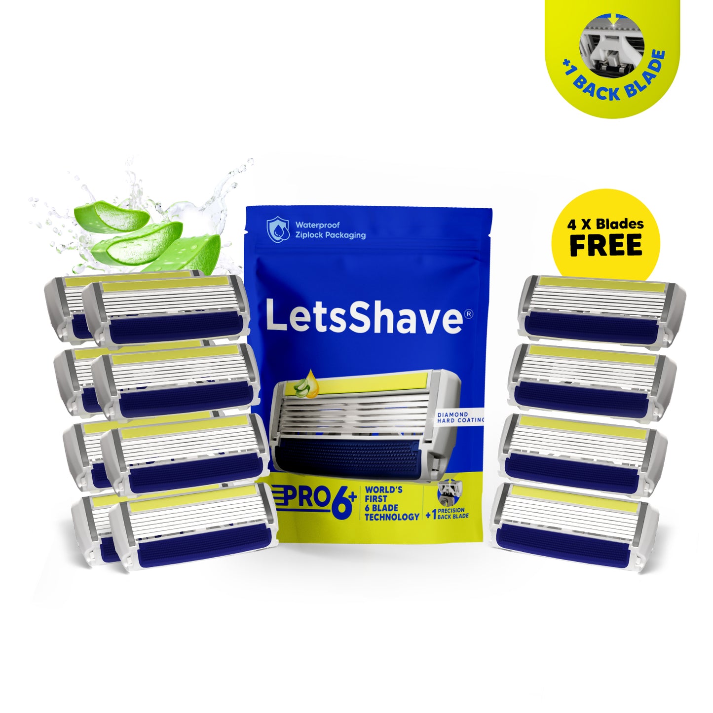 Pro 6 Plus | World's First 6-Blade Cartridges With Back Precision Trimmer | Buy 8 get 4 Free