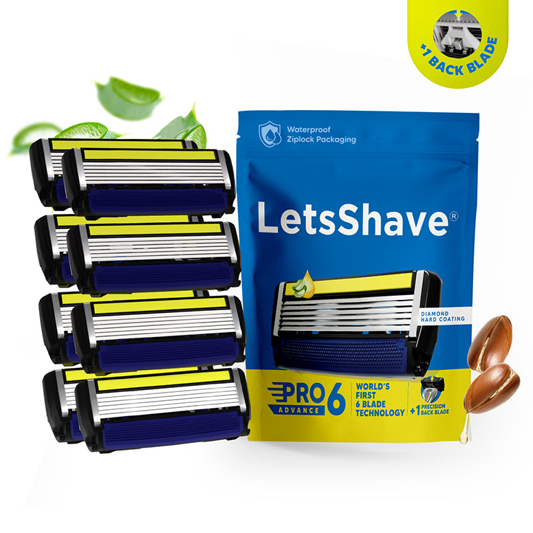 Pro 6 Advance | World's First 6-Blade Cartridges With Back Precision Trimmer | Pack Of 4