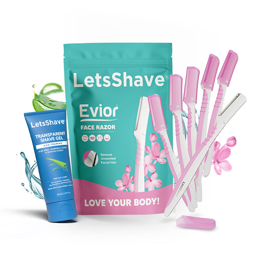 Evior Face Razor (Pack of 6) + Transparent Shave Gel