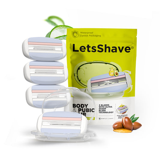 LetsShave Body & Pubic Hair Razor Blades – Pack of 4 Cartridges