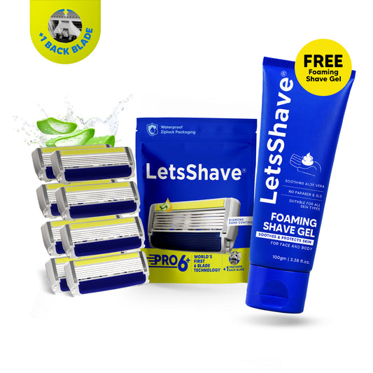 Pro 6 Plus Blade Refills Pack of 8 + FREE Foaming Shave Gel