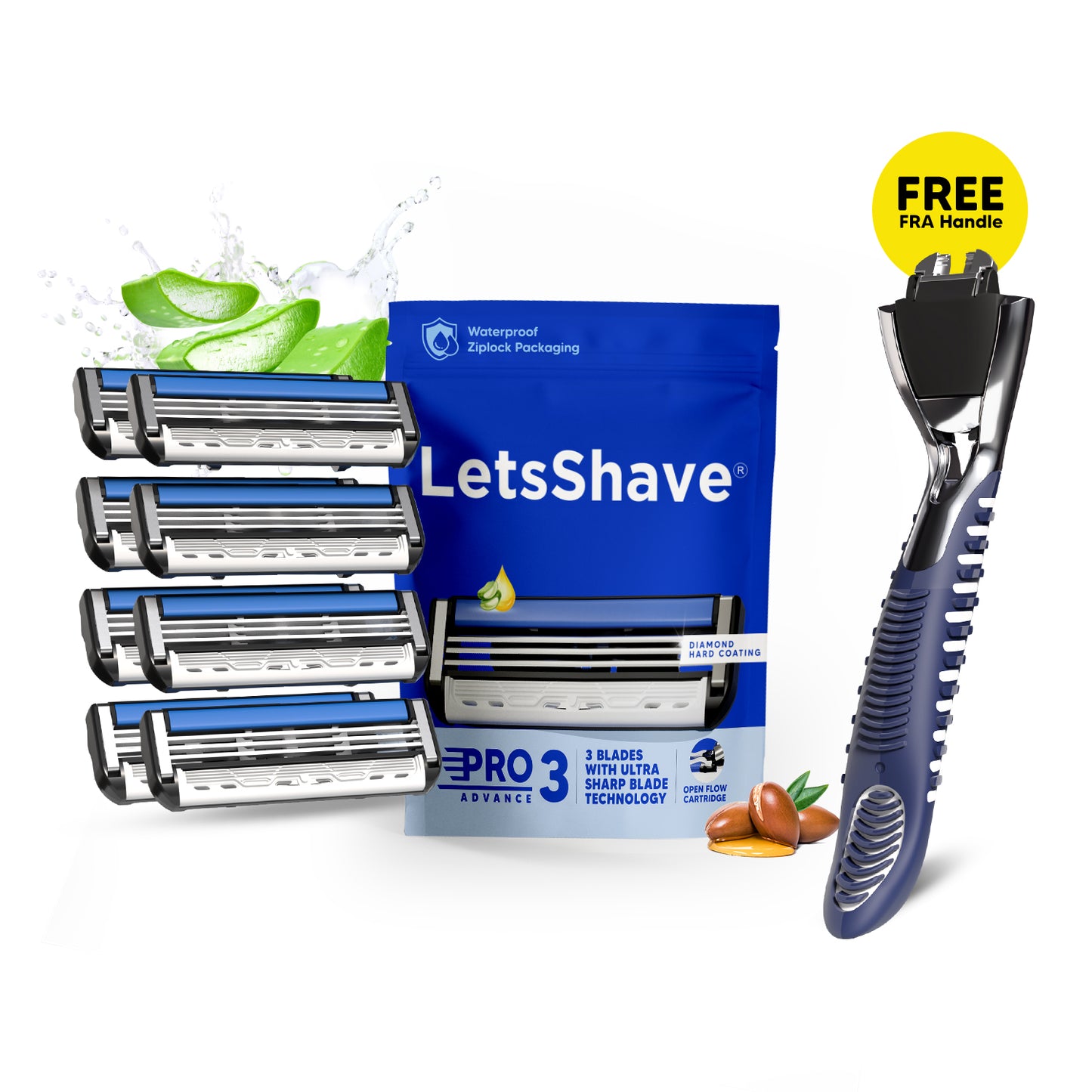 Pro 3 Advance Razor Value Pack – 1 Handle + 8 Blades | World’s First Curved Blade Razor
