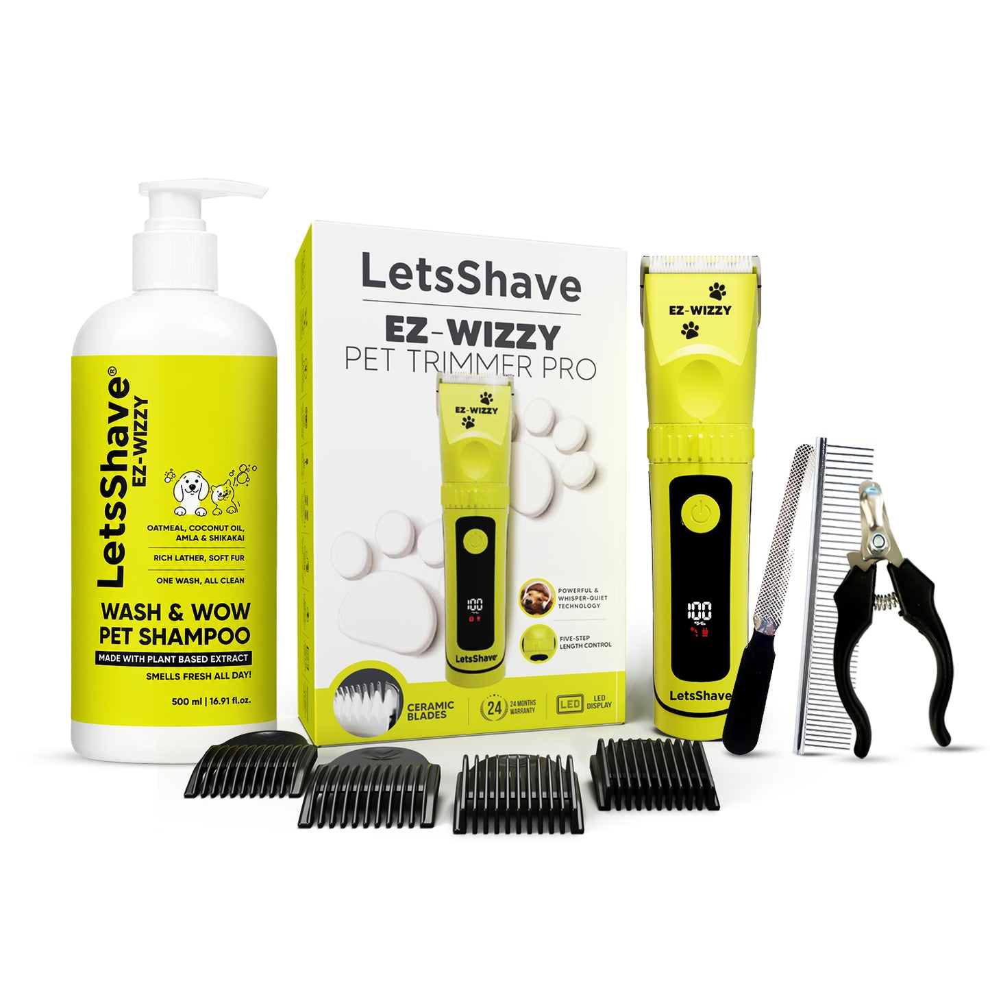 EZ-WIZZY Pet Trimmer Pro With Grooming Kit + Pet Shampoo | Everything for Your Pet's Best Look