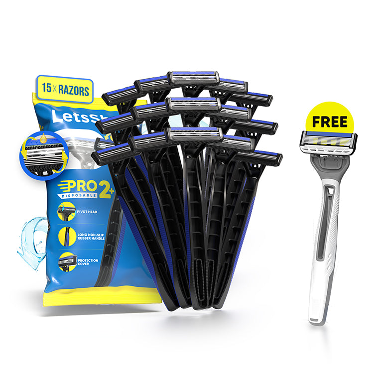 Pro 2+ Disposable Razors Pack of 15 + Free Pro 6 Portable Razor – LetsShave