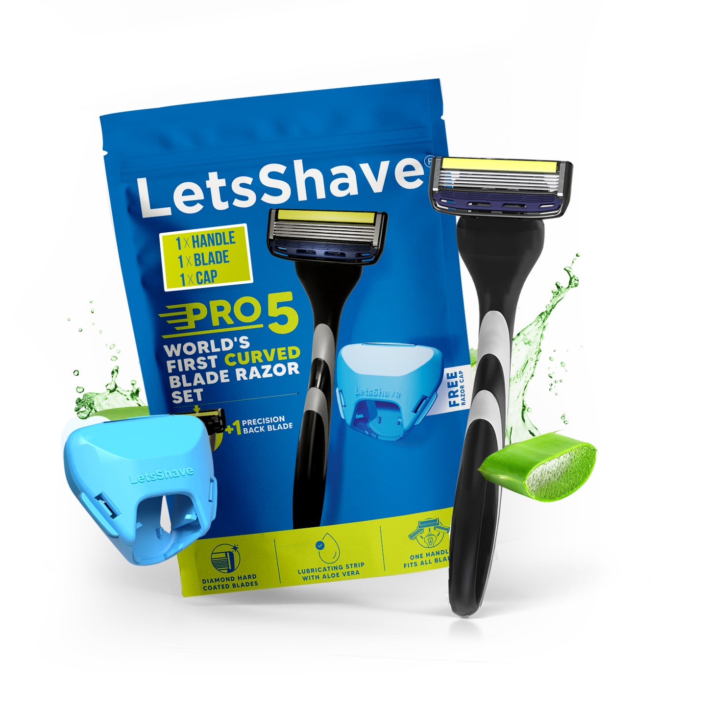 Pro 5 Razor for Men | World's First Curved 5 Blade Razor | 1 Handle + 1 Cartridge + FREE Razor Cap