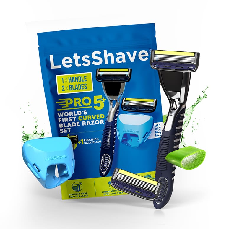Letsshave Pro 5+ Razor Kit with 5-blade cartridges for clean shave
