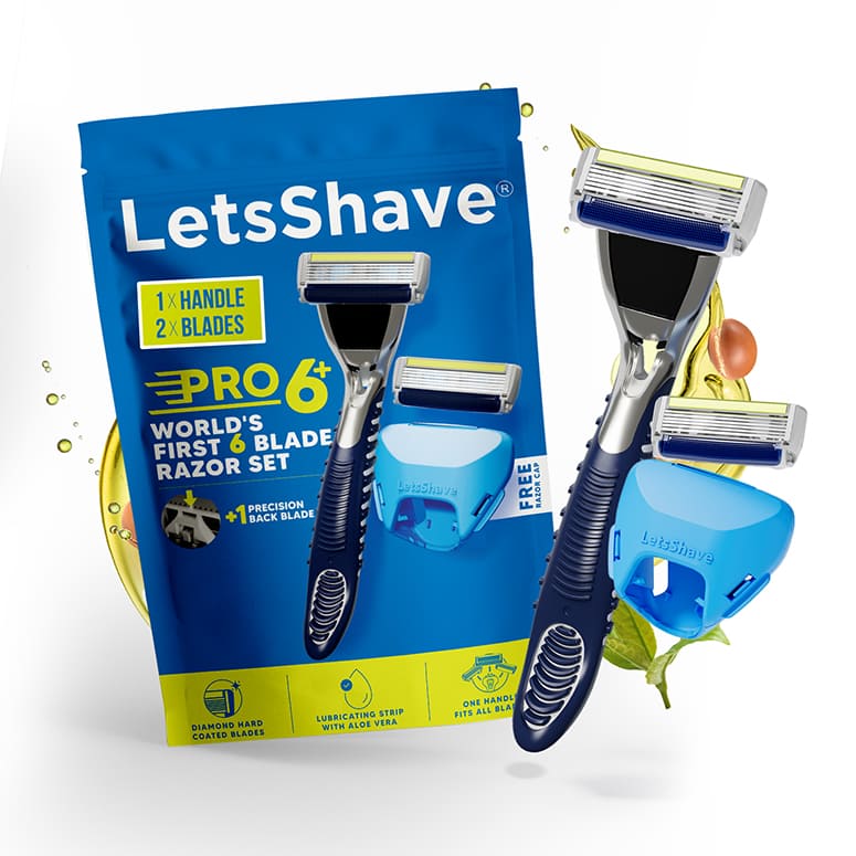 LetsShave Pro 6+ Razor with 6 stainless steel blades and back blade