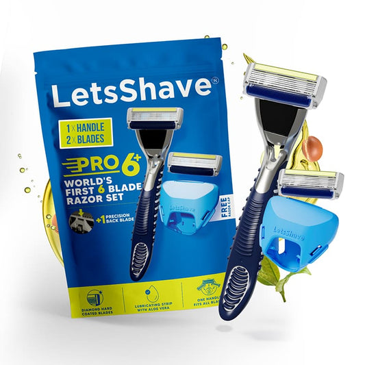 LetsShave Pro 6+ Razor with 6 stainless steel blades and back blade