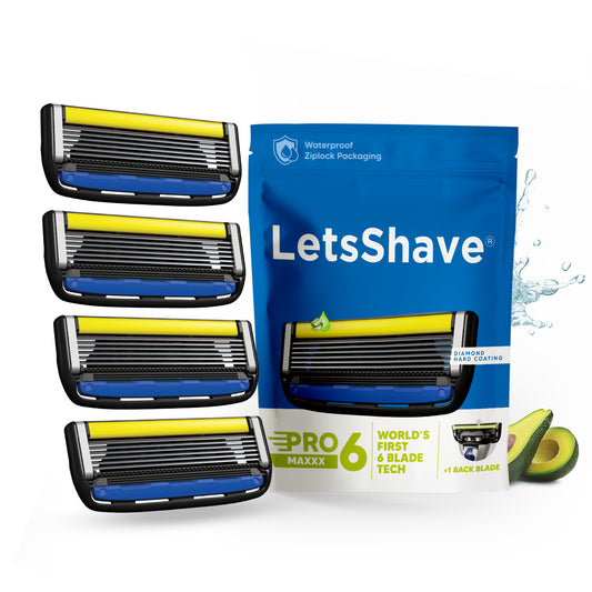 Pro 6 Maxxx Blades (Pack of 4) – 6 Blade Cartridges with Back Precision Blade